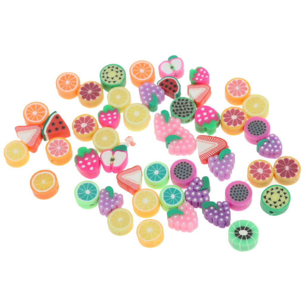 50Pcs Polymer Clay Beads Crafts Artificial Flatback Button Scrapbooking