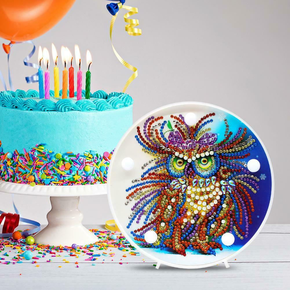 DIY Special-shaped Diamond Painting Light Bird Embroidery LED Night Lamp @