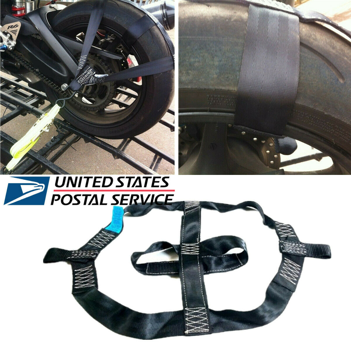 Motorcycle Rear Wheel Transport Wide Fixing strap Strong Pull Folded to Store