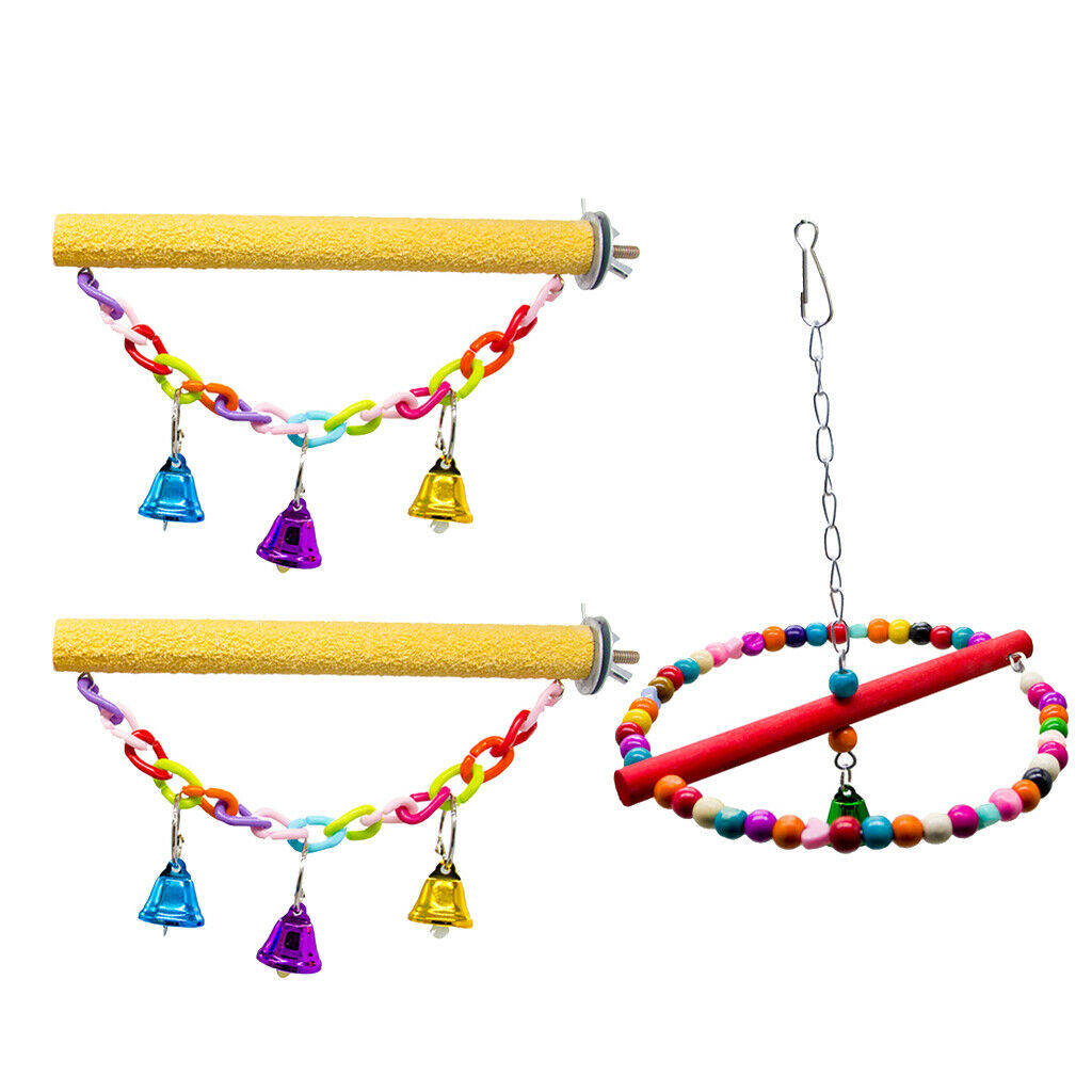 3 Pack Bird Parrot Toys Set  Pet Bird Cage Parrot Climb Chew Toys for Small