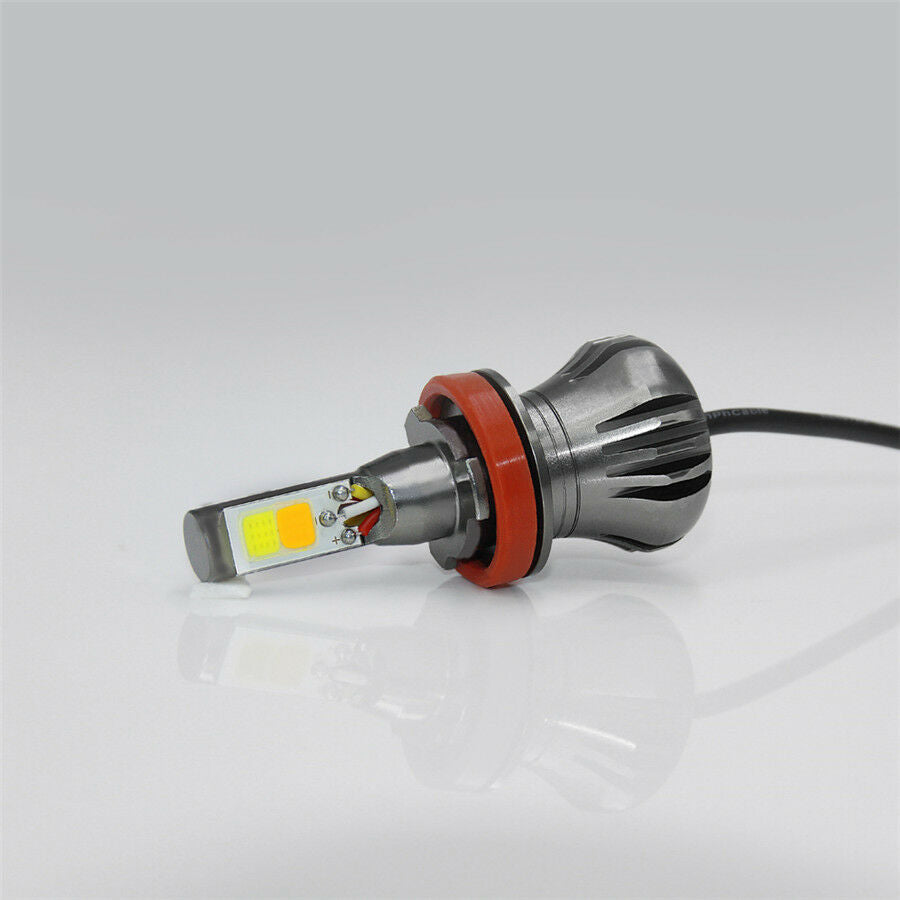 2xLED H8 H9 H11 White/Yellow DualColor COB Bulbs Flash Strobe Blinking Fog Light