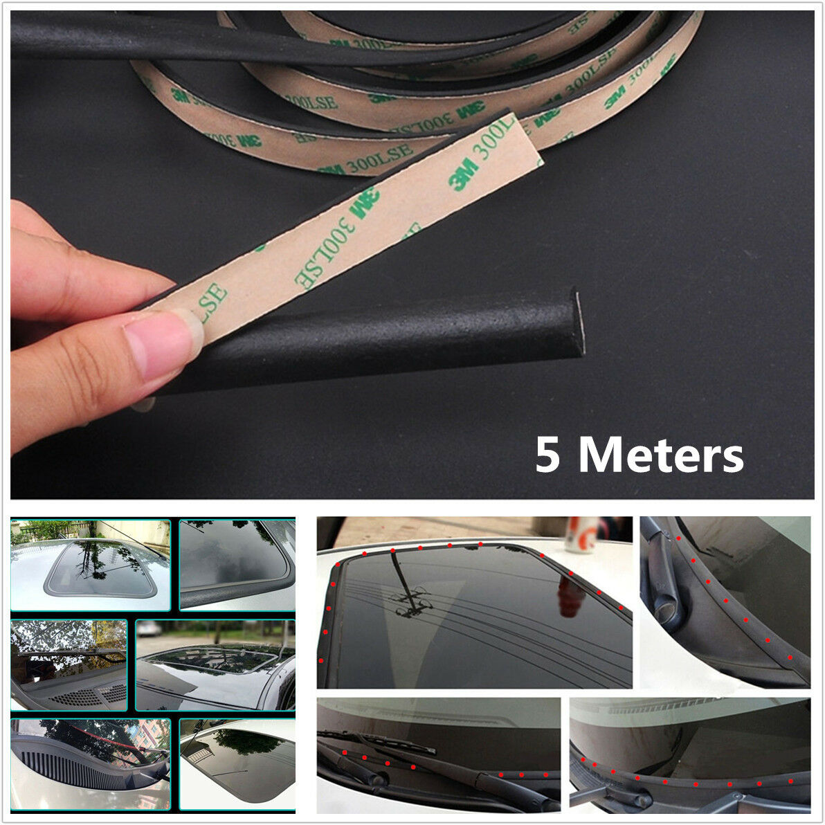 5m Rubber Weatherstrip Seal Strip For Car Triangular Windshield Sunroof Sealings