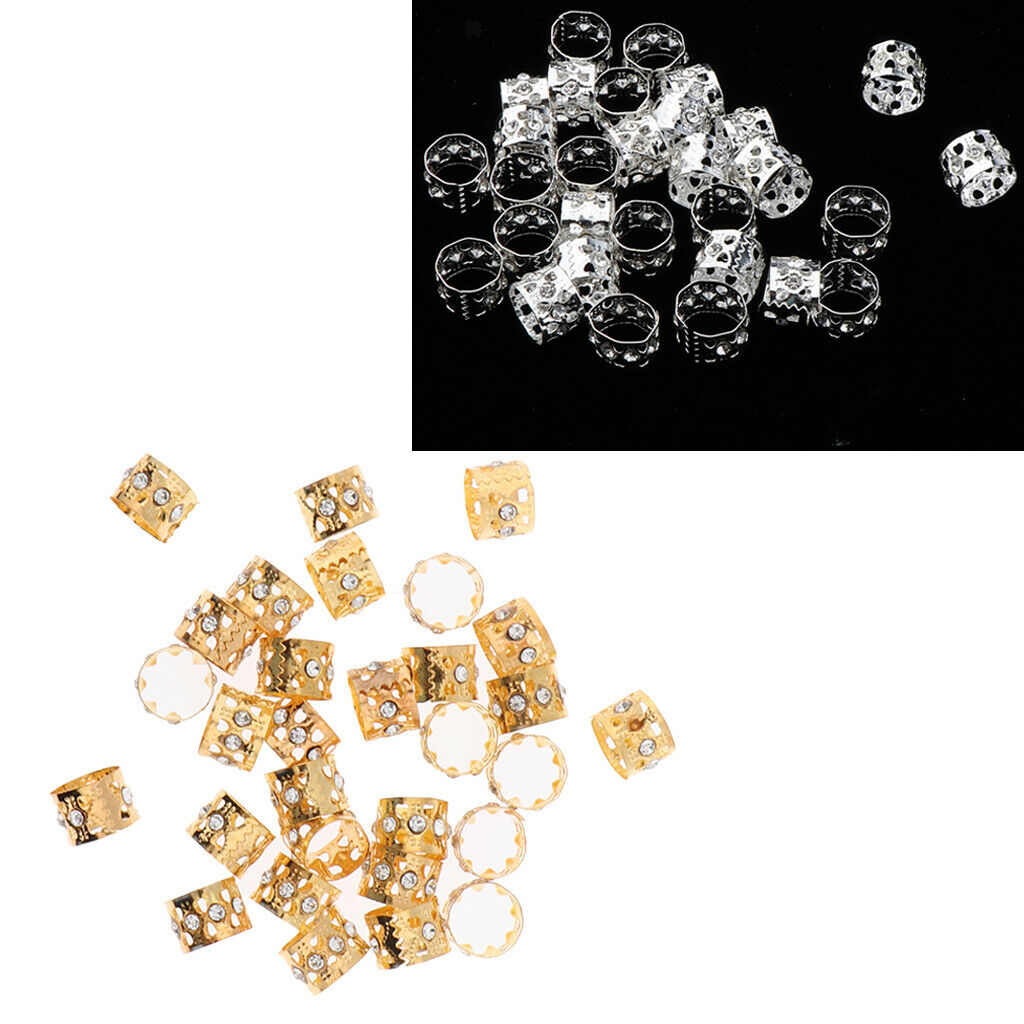 60pcs Cute Lovely Crystal Hair Cuffs Metal Dreadlock Beads DIY Hairstyle Braid