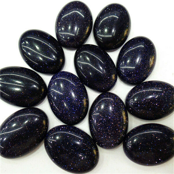 10Pcs 25x18x6mm Blue Sand Stone Oval Cab Cabochon DIY Jewelry Making HH7234