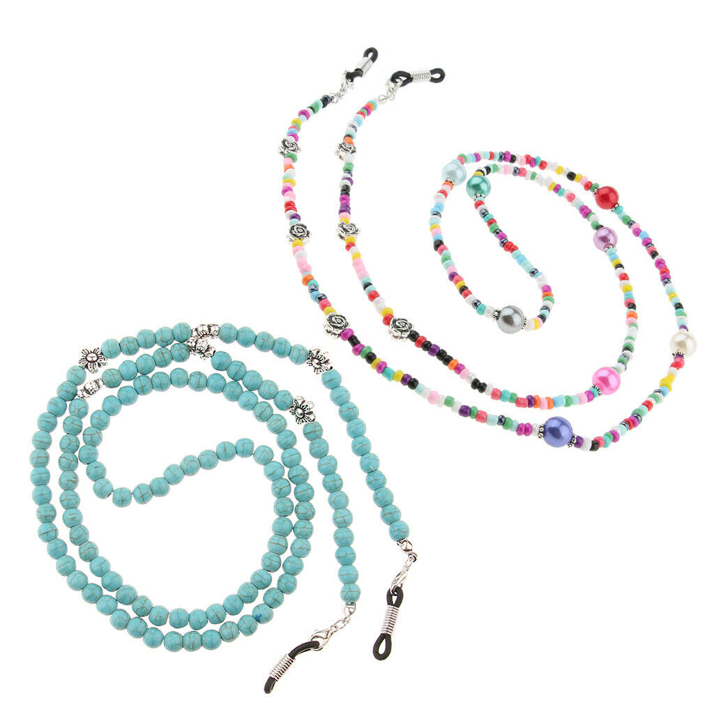 2pcs Eyeglasses Cord Holder Sunglasses Chain Glasses Strap String Rope Beaded