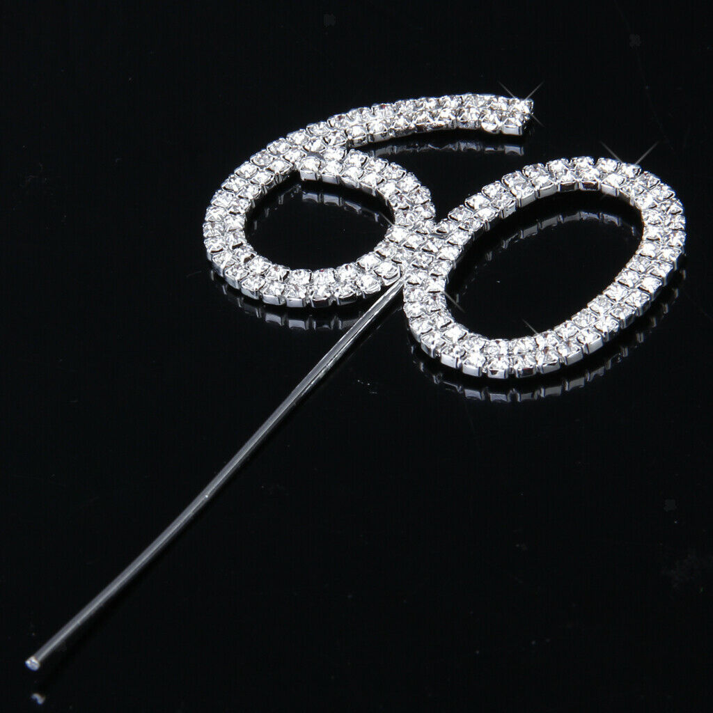 Number 60 Years with Rhinestones for Cake Decoration