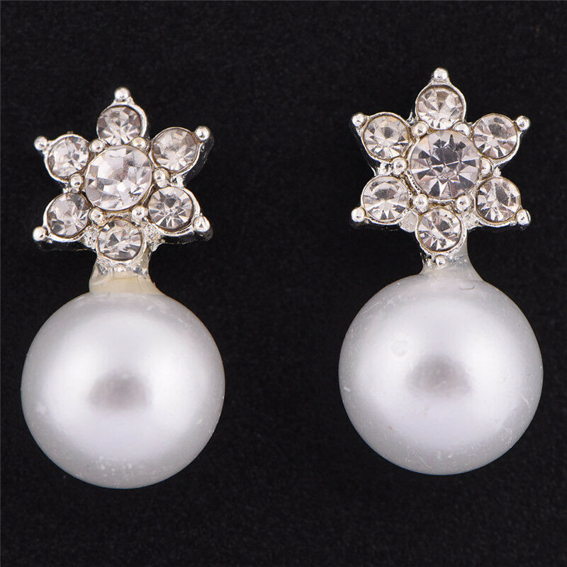 Snowflake Earrings Crystal Rhinestone Pearls Ear Stud Earring Women Jewe.l8