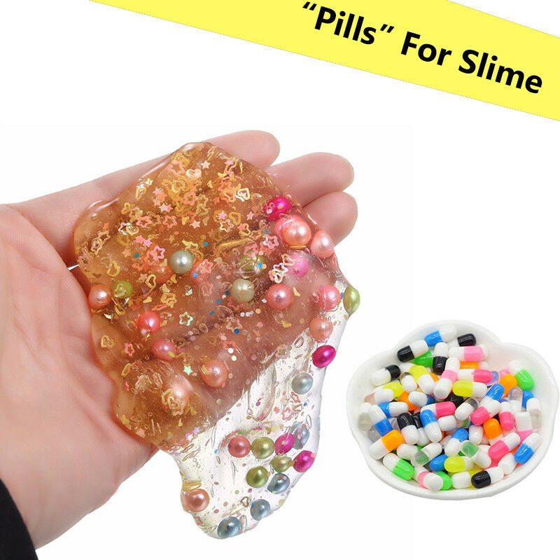 10PCS Crystal Pill Clay Rubber Mud Intelligent Hand Gum Plasticine Slime Toys