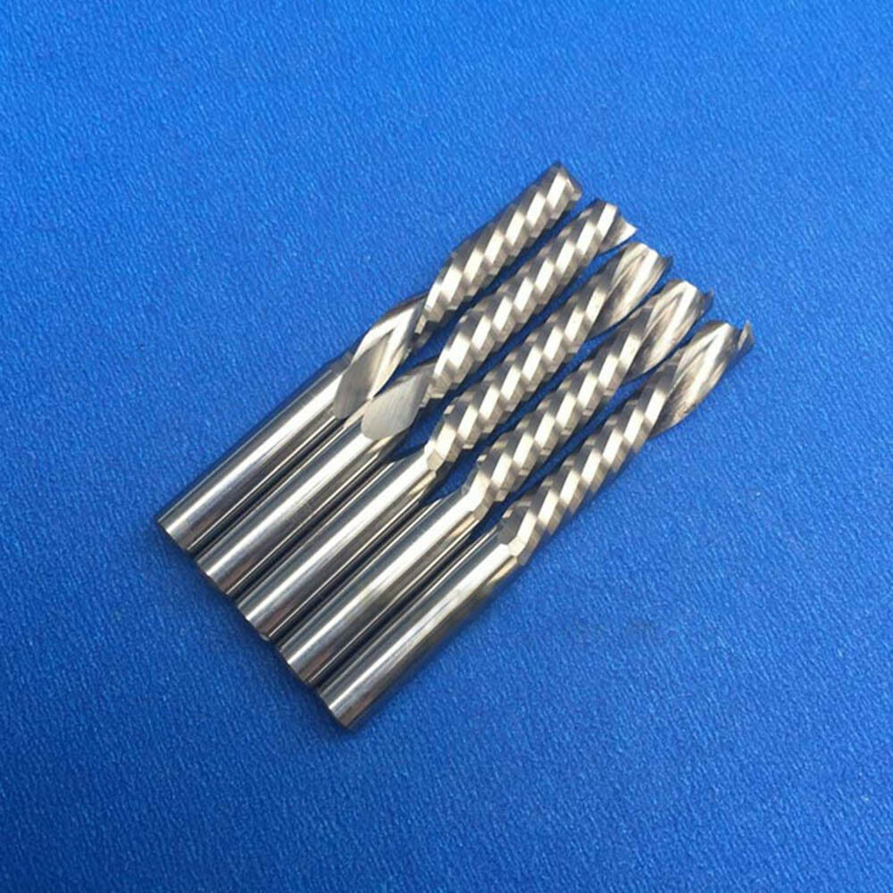 5pc 6mm Shank Carbide Alloy End Mill Single Flute Spiral CNC Router Bit Cutter