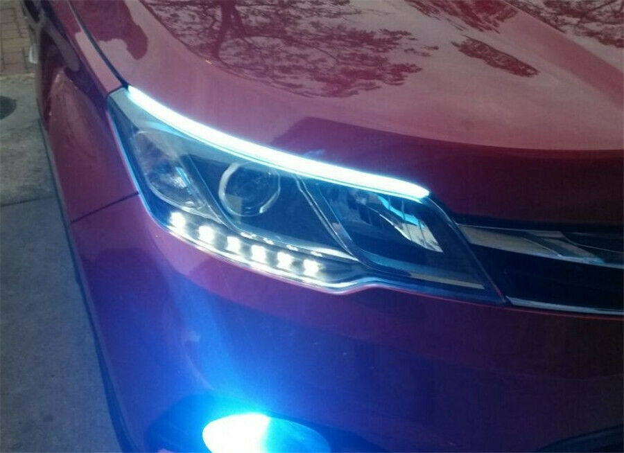 2x 30cm Car LED Headlight Light Strip Running Light Flowing Turn Signal Fog Lamp
