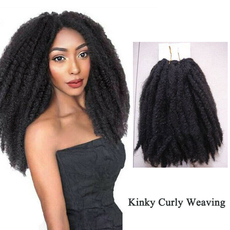 14" Afro Kinky Curly Hair Weaves Synthetic Marley Twist Weaving Hair Enxteions