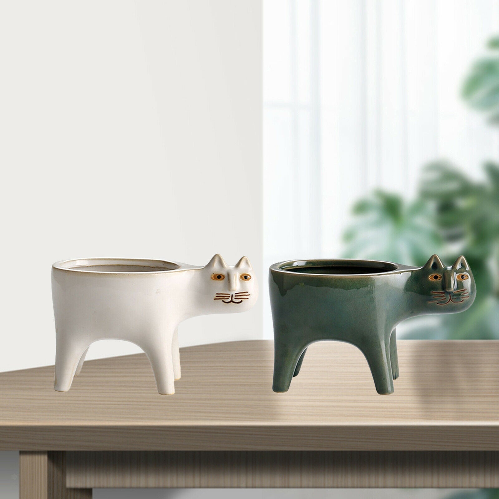 2x Creative Glaze Ceramic Flower Pot Micro Landscape Succulent Plant Pots Flower