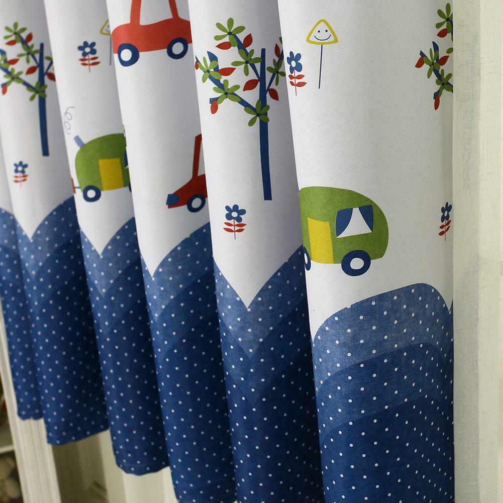 Cartoon Car Print Blackout Curtains Window Blinds Drapes Purdah Home Decor @