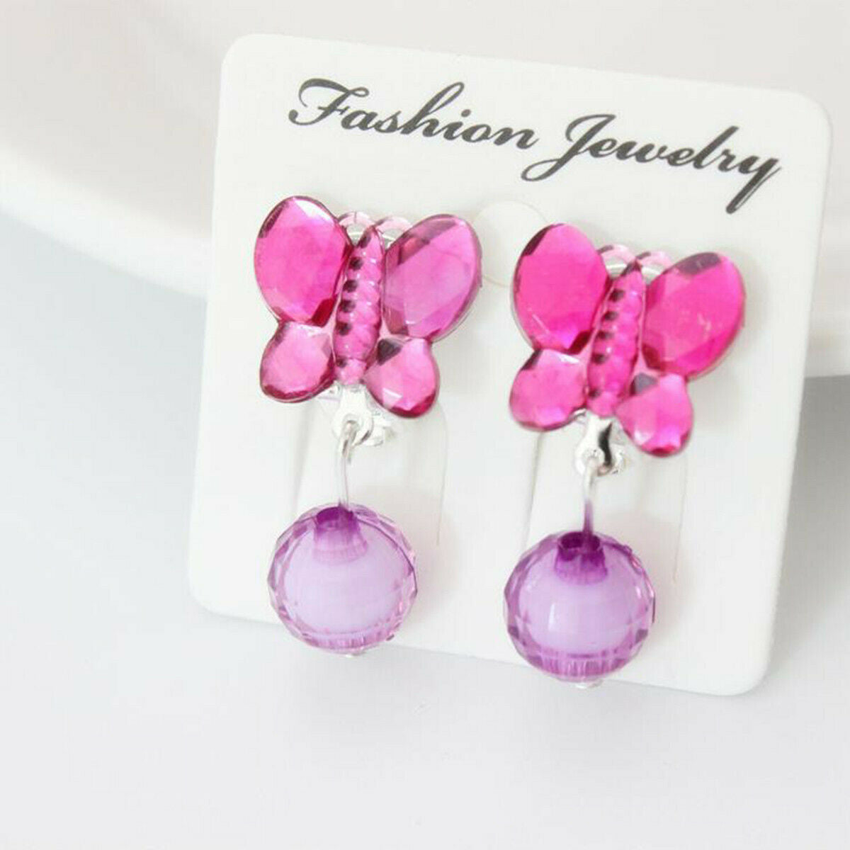 7 Pairs Girl Lovely Earrings Box Set Clip-on Pendant Kids Children Birthday Gift
