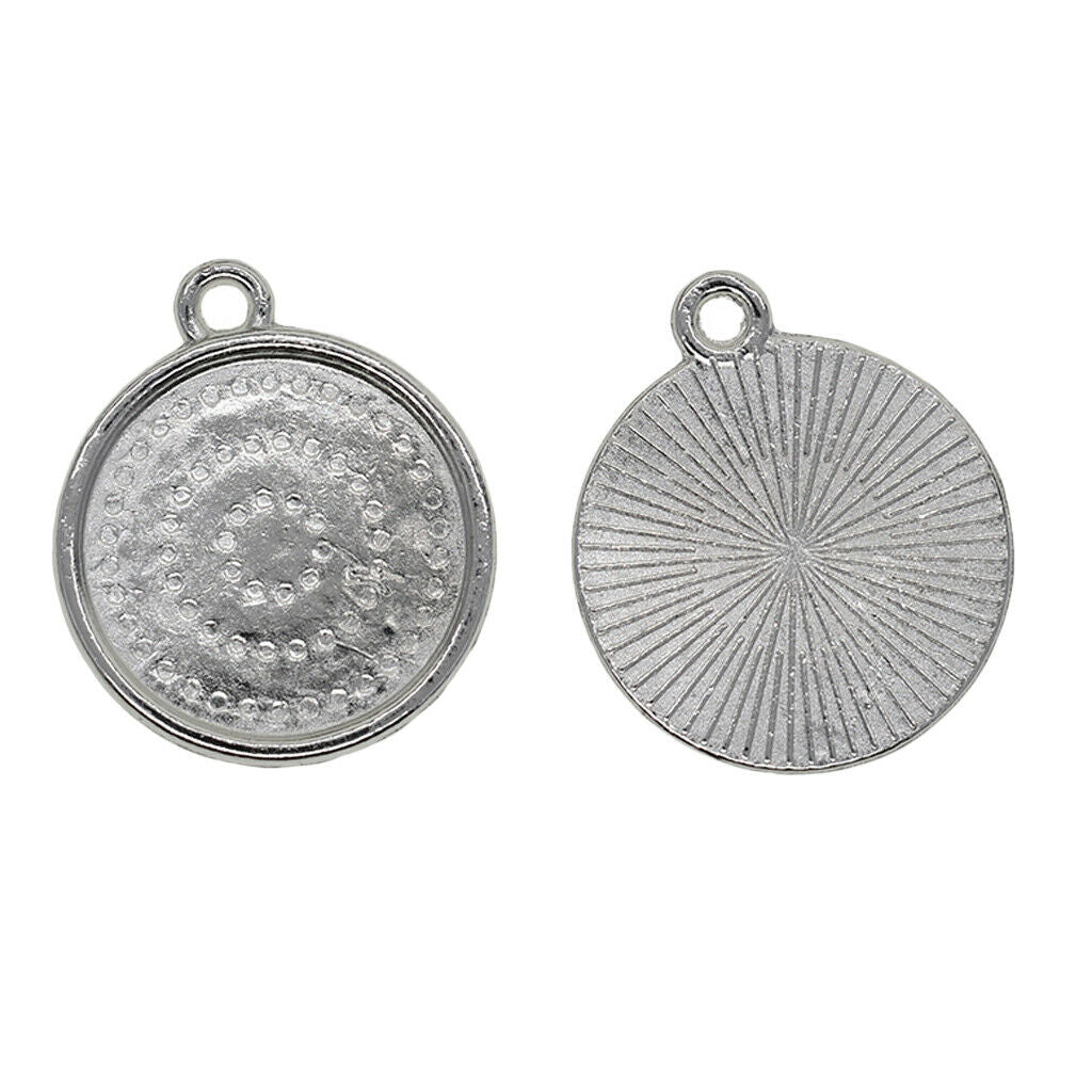 50x 18mm Round Pendant Blank Cabochon Base Setting Trays DIY
