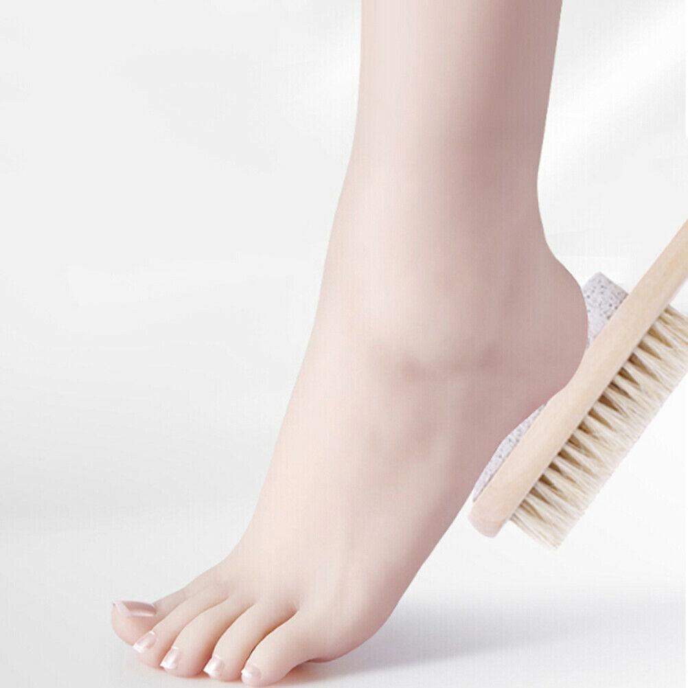 1PCS Foot Care Bristle Scrub Brush Wooden Handle Pumice Stone Remove Dead.l8