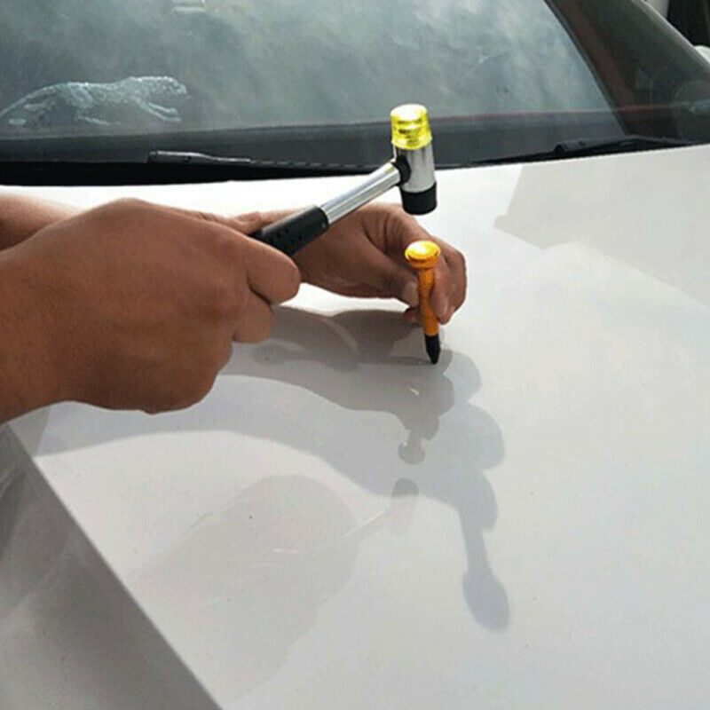 Car SUV Dent Repair Tool Kit Depression Repair Plastic Flat Pen w/ Rubber Hammer