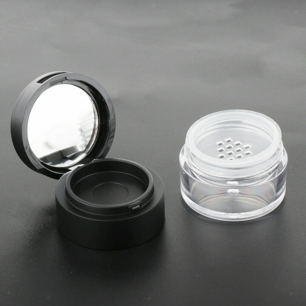 3G Empty Makeup Mineral Powder Case Travel Blush Glitters Sample Jar Black
