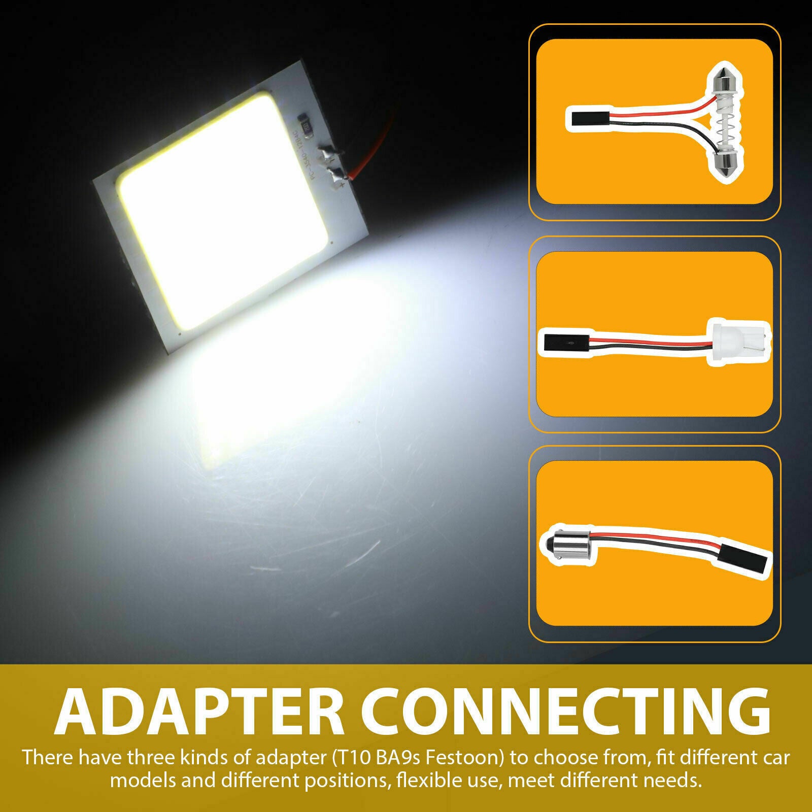 10pcs 48SMD COB White LED T10 BA9S Car Interior Panel Light Dome Map Lamp Bulbs