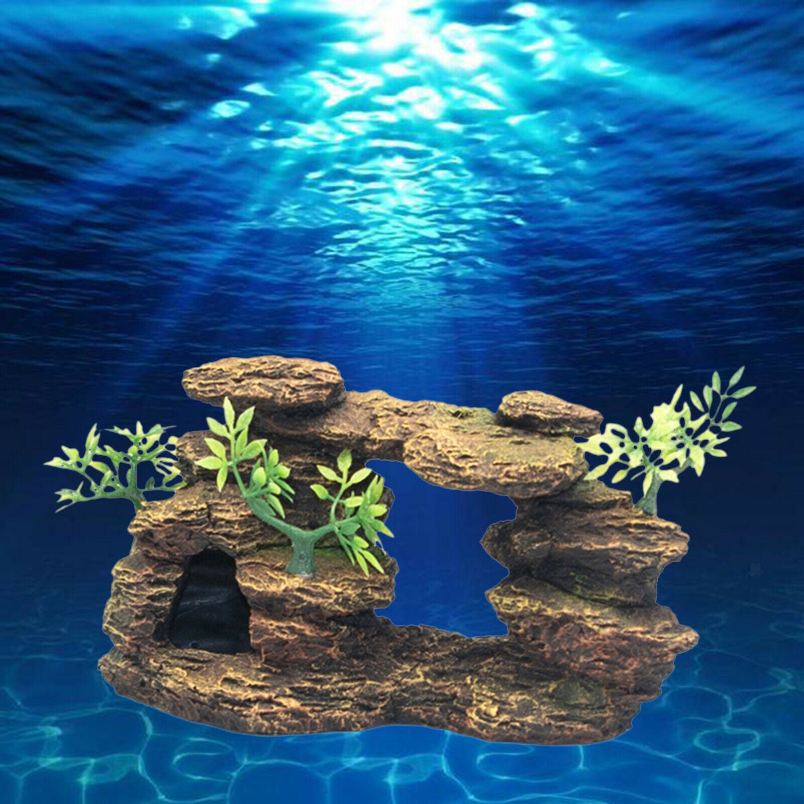 Natural 18x11cm Aquarium Mountain Ornament Fish Tank Decor Betta Crab Cave