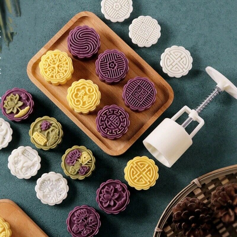 6pcs/set Flower Shaped Mooncake Mold Cake Mold Hand Pressure Fondant Moo BgDFAU