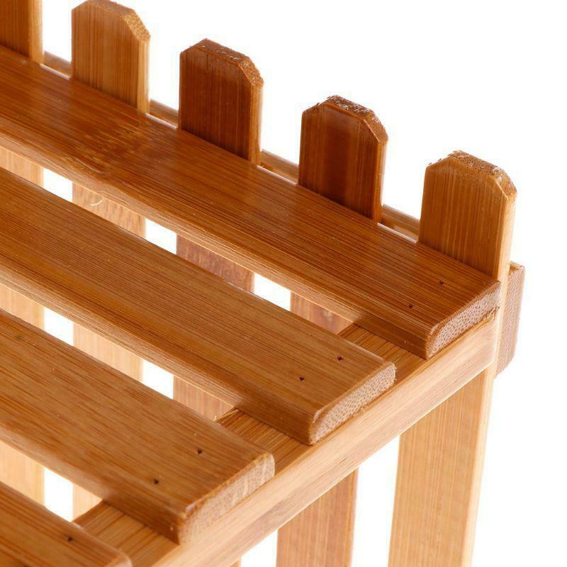 Plant Shelf Flower Display Stand Bamboo Wood Storage Rack Garden Organizer