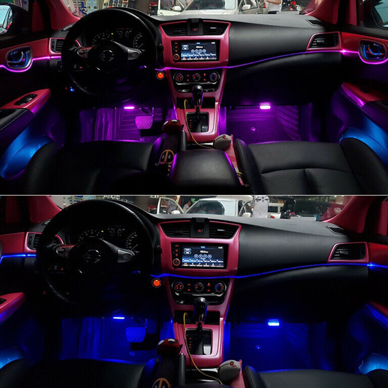 5M RGB LED Car Interior Fiber Optic Neon EL Wire Strip Light Atmosphere APP