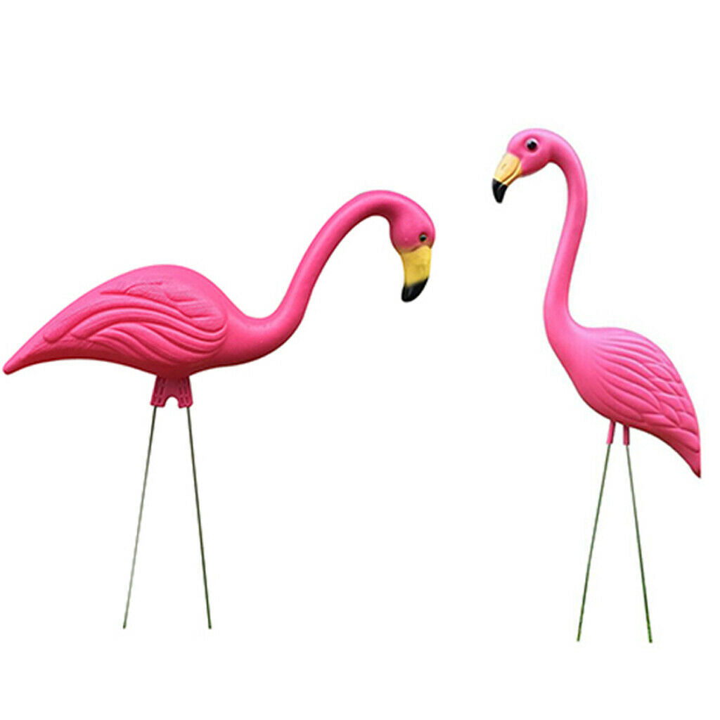 1 Pair Lifelike Pink Flamingo Yard Garden Lawn Art Ornament Decor Statues