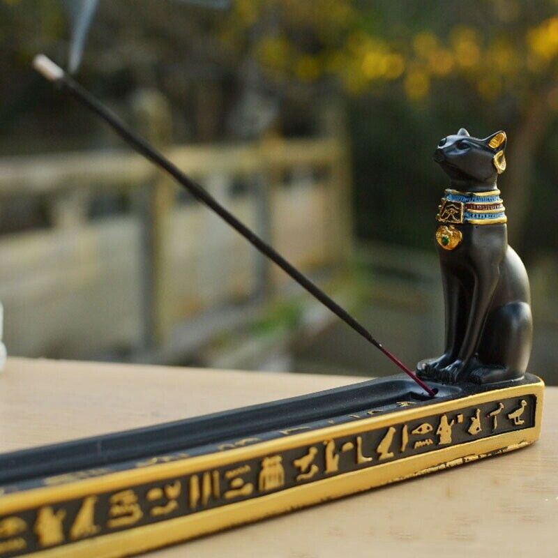 Retro Incense Burner Holder Home Decor Egypt Cat God Incense Stick Holder ArR8R8