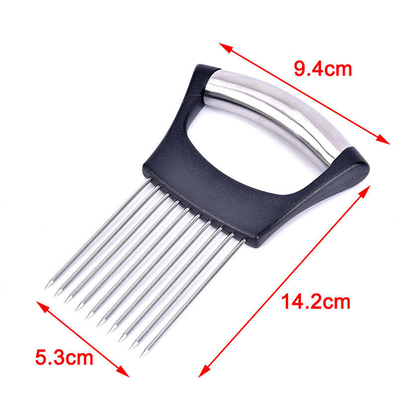 Stainless Steel Onion Cutter Onion Holder Fork Vegetable Slicer Tomato NeedleDD