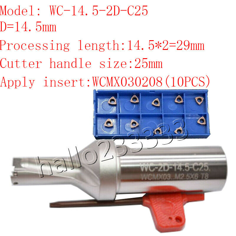 WPD145-C25-2D U drill /indexable drill/Φ 14.5mm C25-2D+WCMX030208 U drill insert