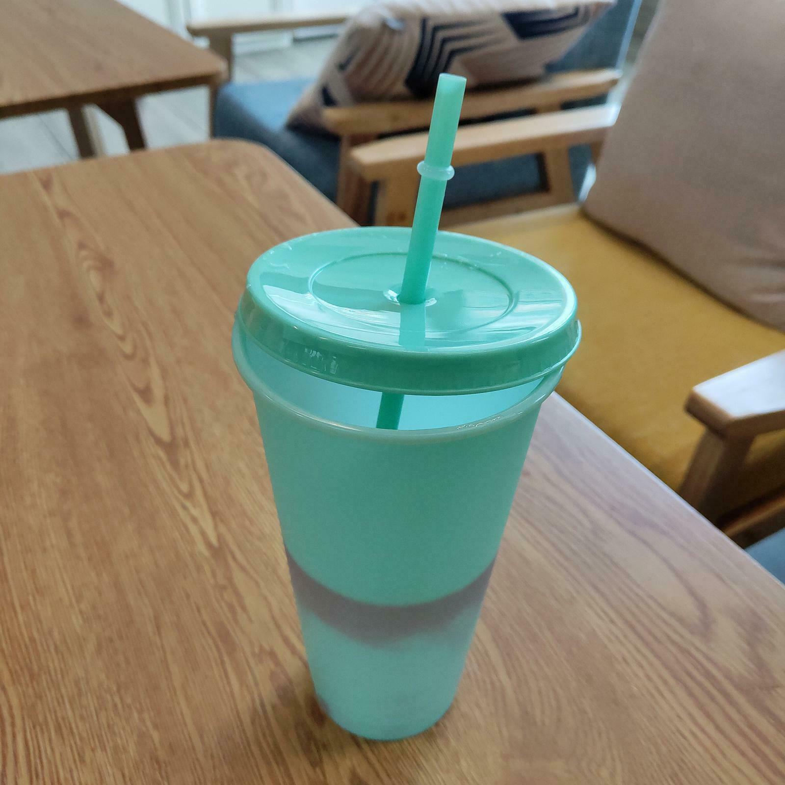 5x Color Changing Cup With Straw Lid Cold Drink Cup Water Tumblers Mix Color