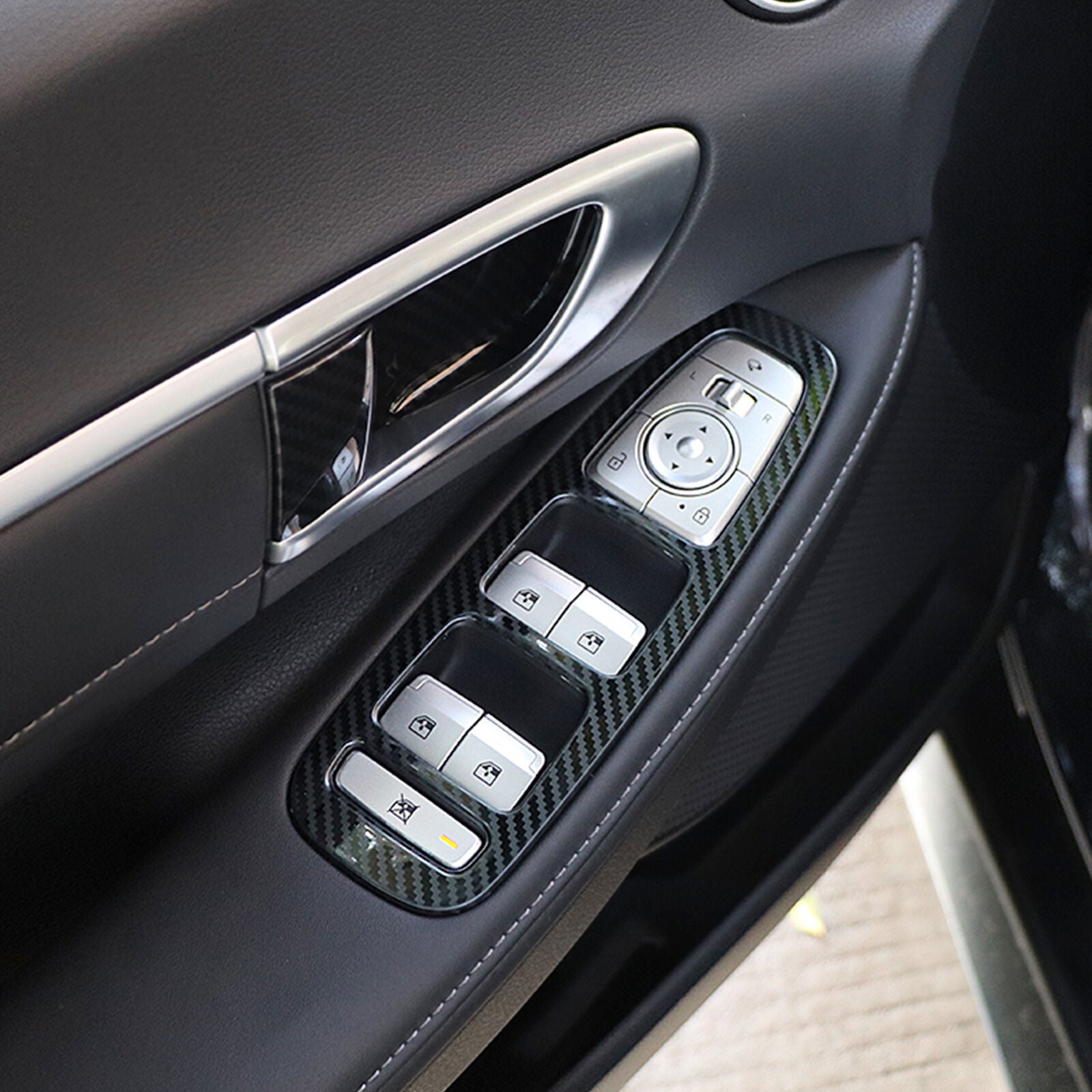 For Hyundai Sonata 2020-2021 Window Switch Panel Cover Set Carbon Fiber Look