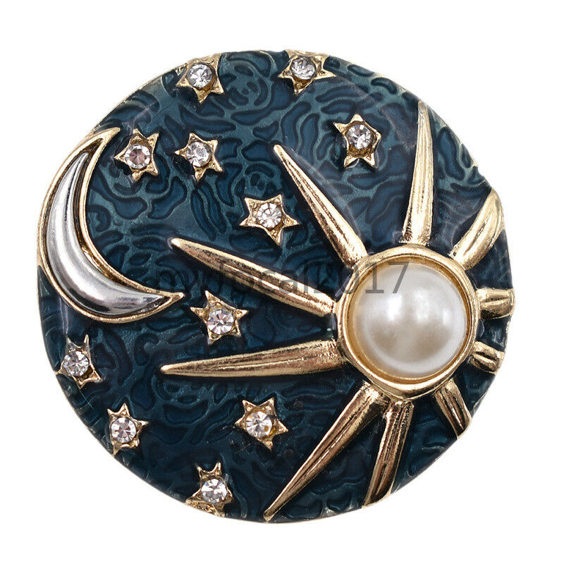 Enamel Sun and Moon Brooch Pin Women Fashion Jewellery Breastpin Ornament Gift
