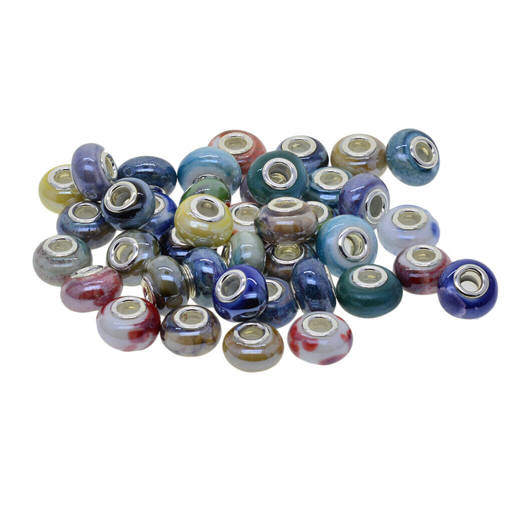 25x Faceted Lampwork Murano Glass Beads for European Charms