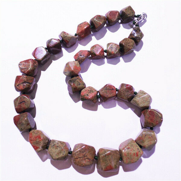 1 Strand Natural Unakite Jasper Freeform Beads Handmade DIY Necklace 42cm HH9151