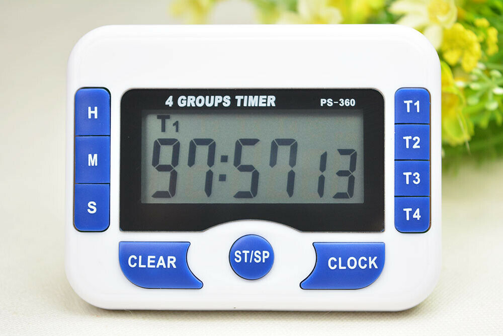 Digital 99hr59min Countdown Clock 4-channel Timing Timer w/4 Independant Group