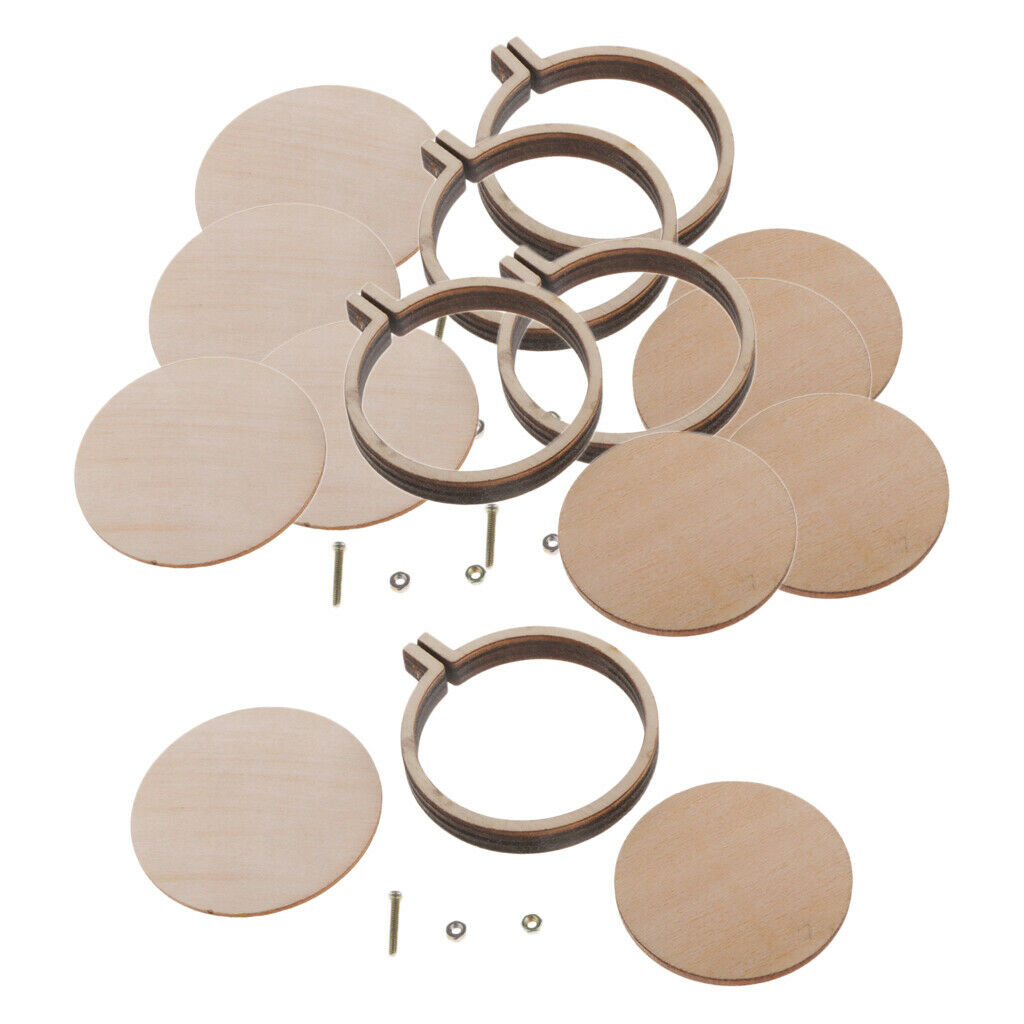 5x Round Mini Wooden Embroidered Hoop Frames for Crafts Accessories 44mm
