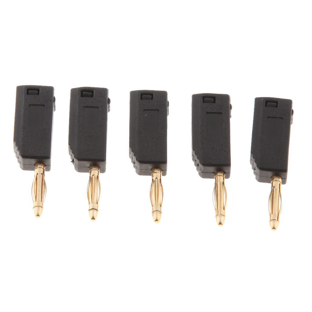 5Pieces Banana Speaker Wire Cable Plugs Connectors 2mm - black