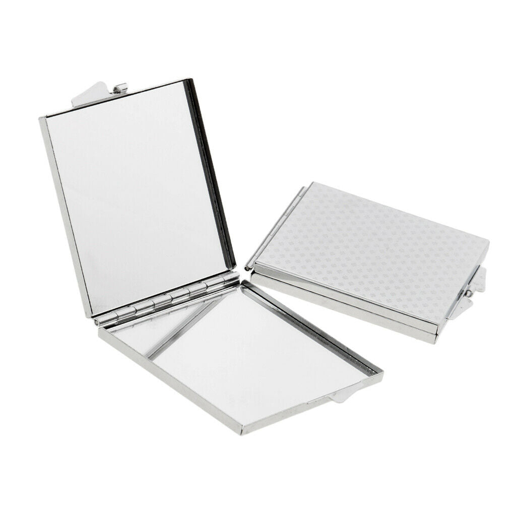 Pack of 2 Double Sides Folding Pocket-size Makeup Mirror Portable Square Compact