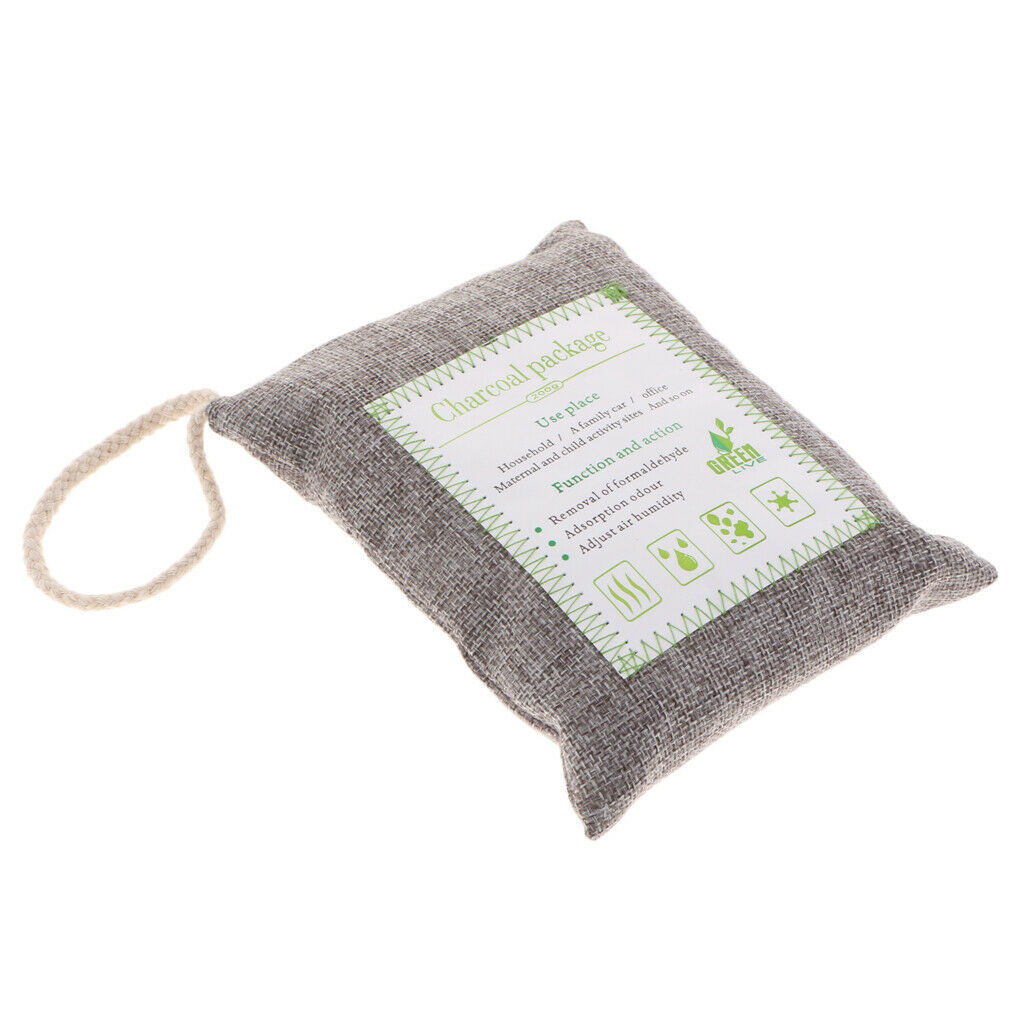 4 Bamboo Charcoal Air Purifying Freshener Bag Odor  Charcoal Color