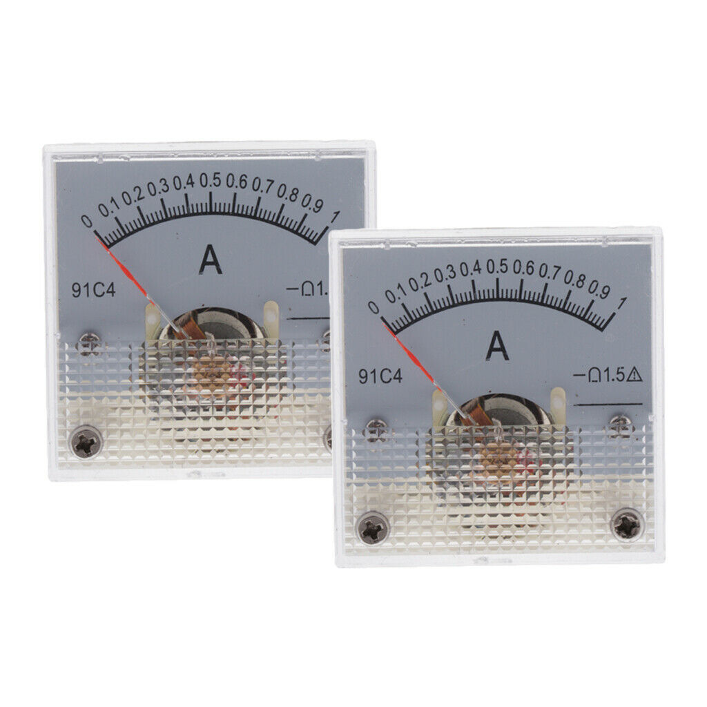 2Pcs/Set DC Analog Panel Mini AMP Meter Volt Gauge Tester Ammeter 91C4 0-1A
