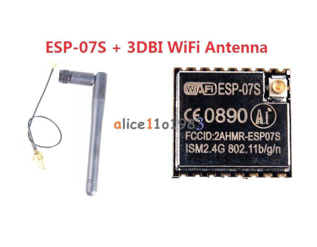 ESP8266 ESP-07S Serial WIFI Wireless Transceiver Module + 3DBI WiFi Antenna SMA