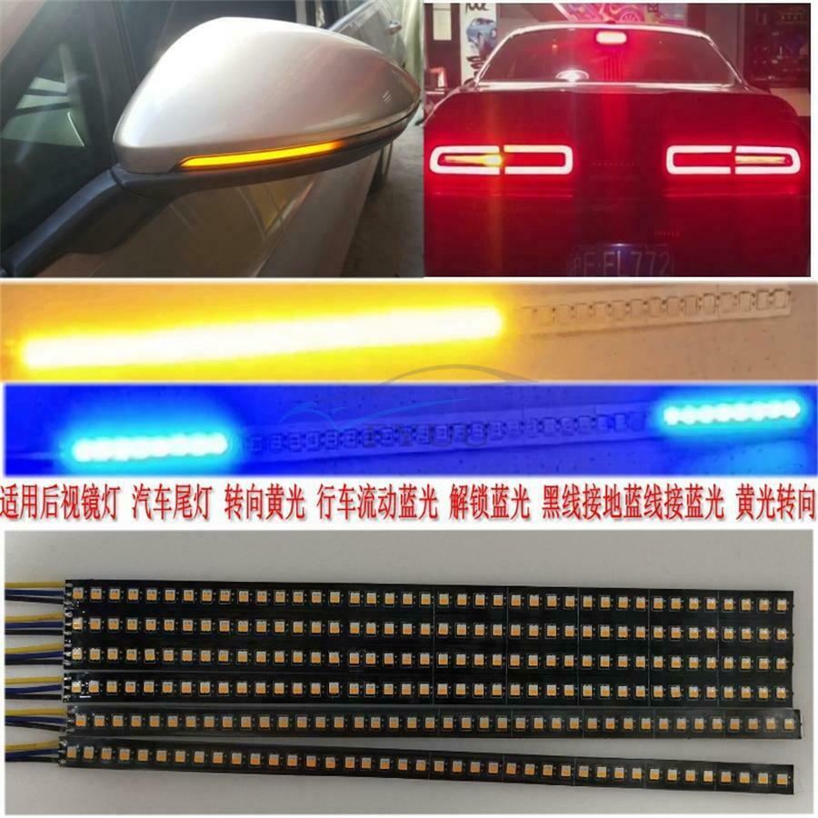2 Pieces Amber \ Blue Waterproof 180° Vehicle LED Turn Signal Light Strip Lamp