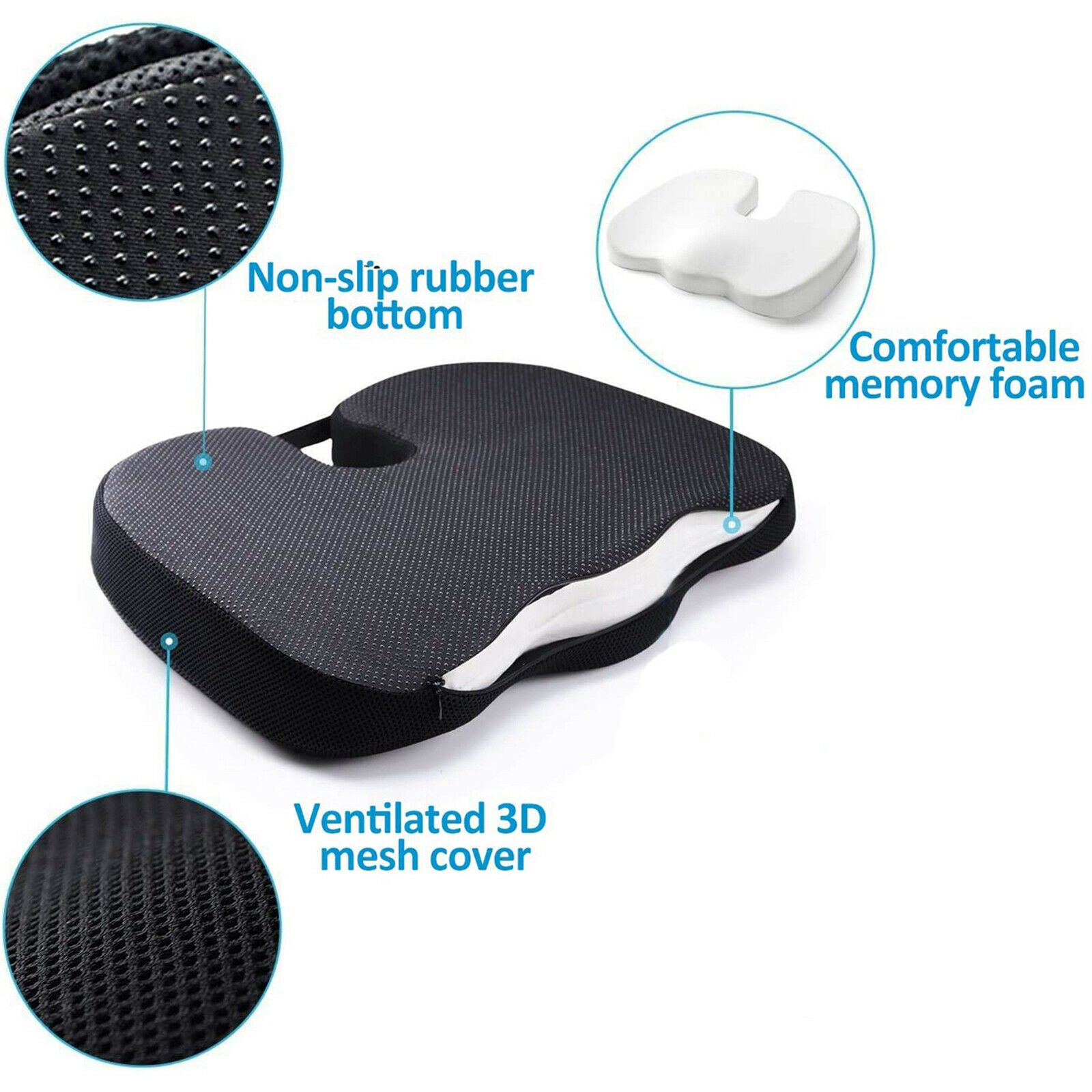 Desk Chair Seat Cushion Pillow Comort Memory Foam Car Seat Pillow Breathable
