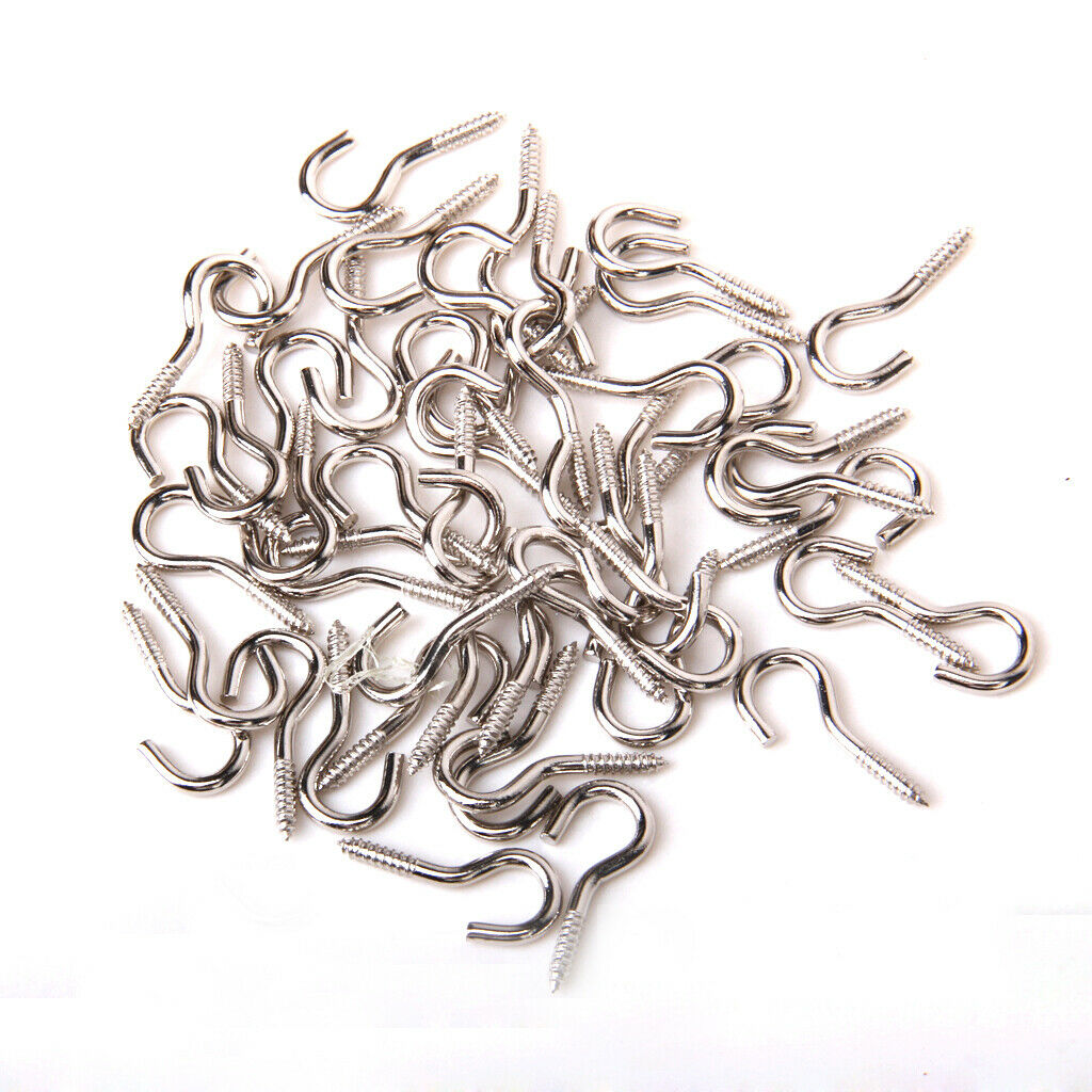 Set of 50 Screw Eye Hooks Eyelet Eyepin DIY Craft Hanging Metal Screws