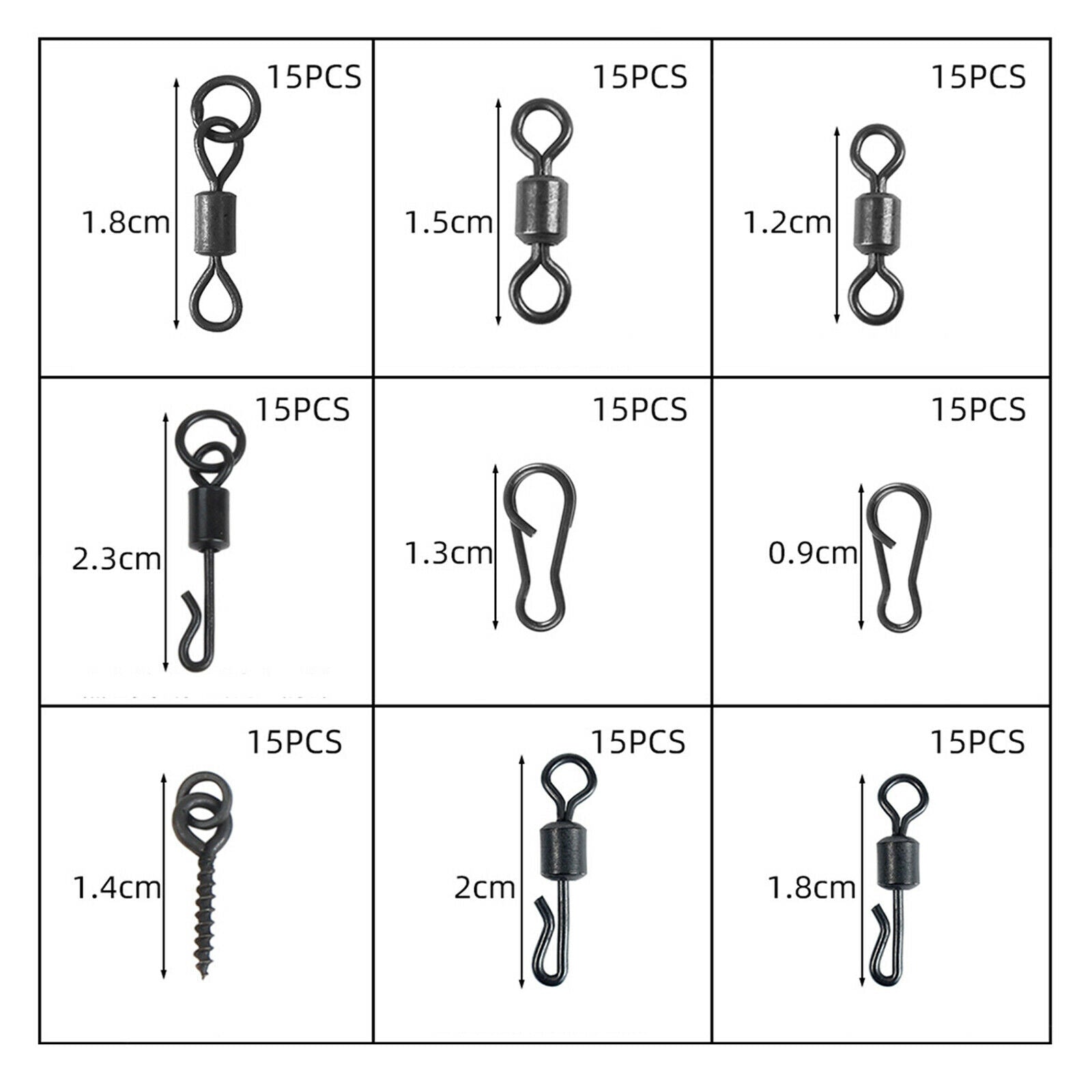 Carp Fishing Tackles Assorted Sizes Rolling Swivels Snaps Stop Beads Stopper