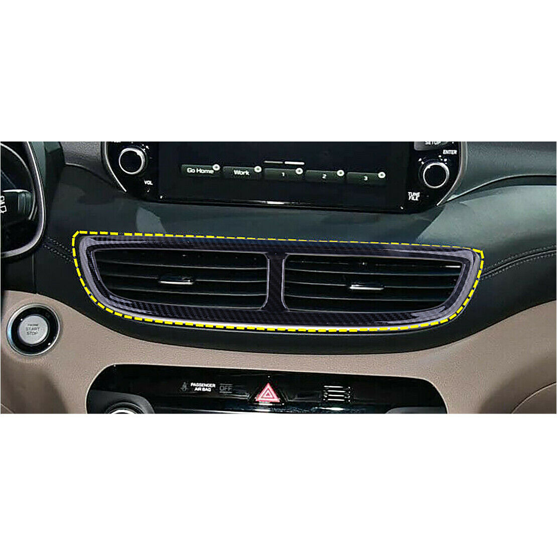 Car Carbon Fiber Style Console Air Vent Outlet Trim Fit For Hyundai Tucson 19-20