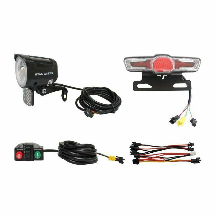 12-48V Ebike Headlight Tail Rear Lights LED Brake Lamp Electric Bike Light Kits