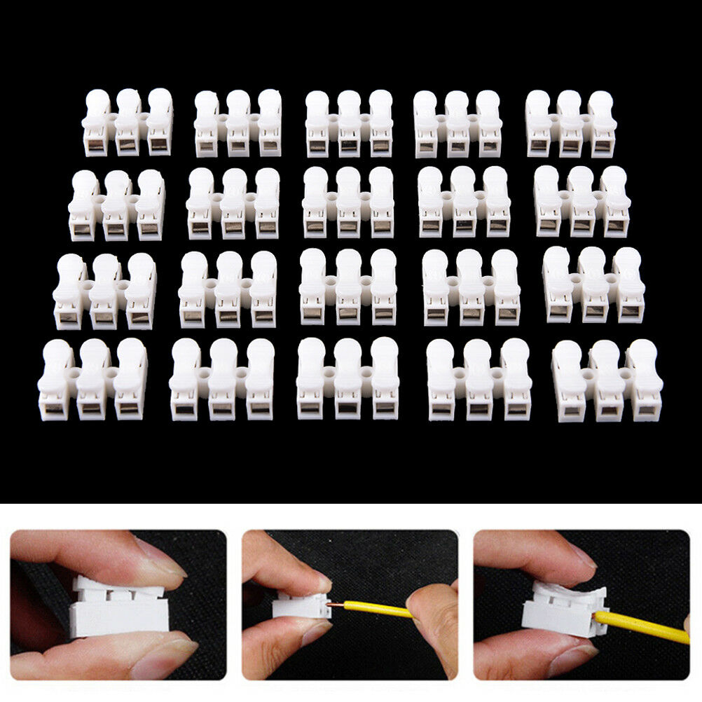 20X Self Locking 3Pin Cable Connectors Quick Splice Lock Wire Terminals xJSJCA